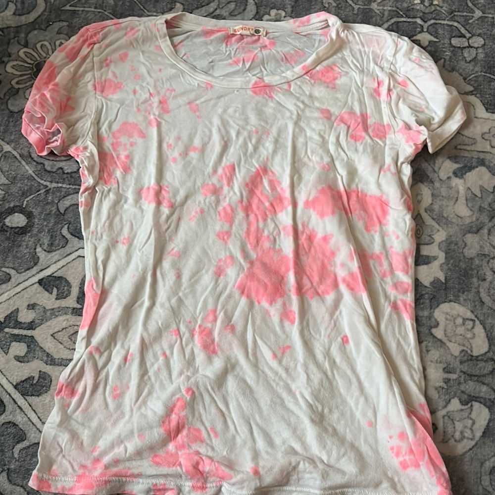 Pink and White Women's Top